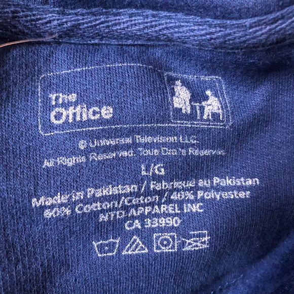 New NWT The Office Dunder Mifflin Inc royal blue hoody sweatshirt hoodie mens L - Picture 5 of 5